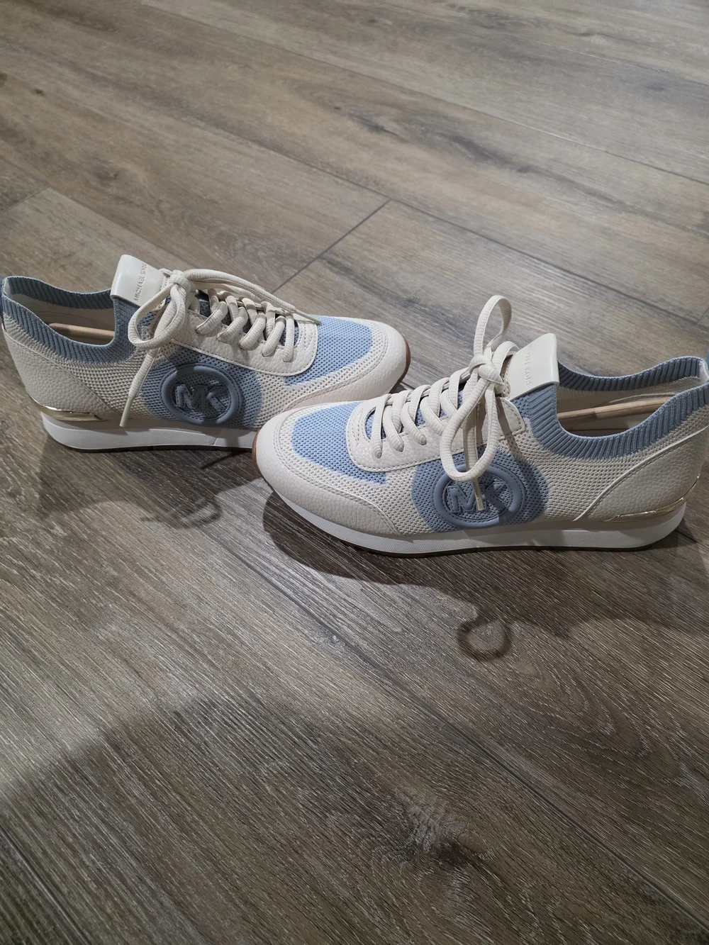 Michael Kors Women's Beige and Light Blue Knit Sneaker